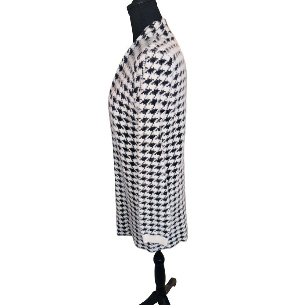 Houndstooth Long Open Soft FleCardigan Sweater By Cyrus Black White - Medium Siz - Picture 4 of 11